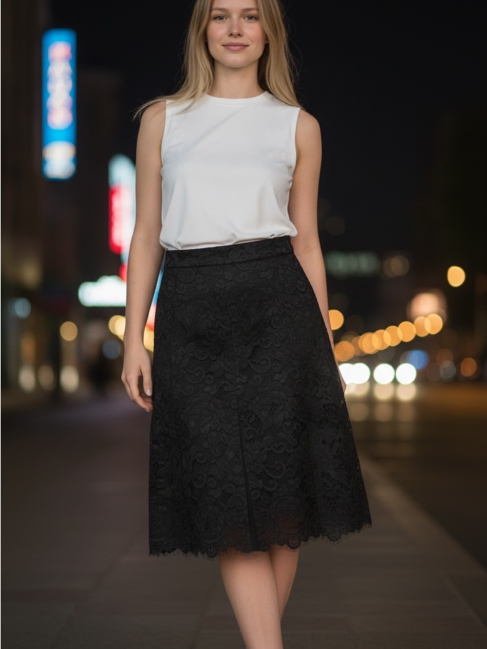 Tory Burch Black Lace A-Line Skirt
